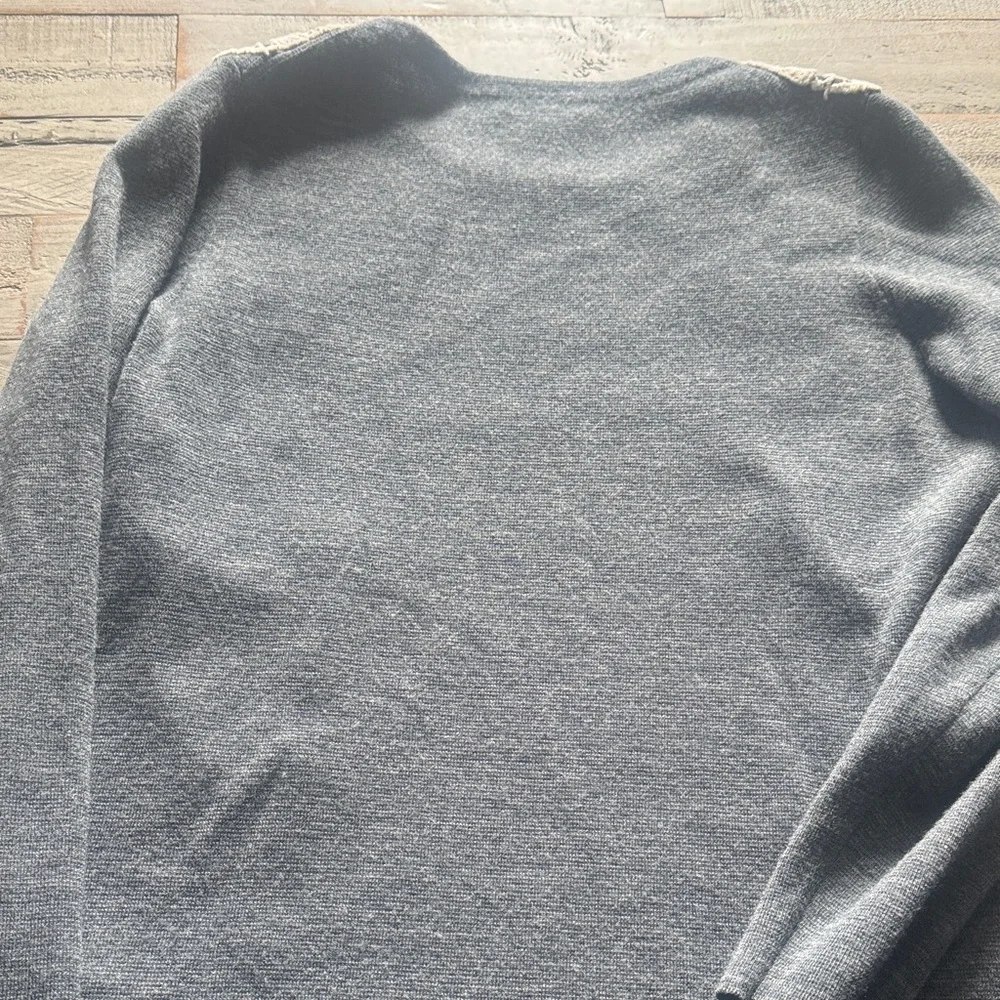 J. Crew Gray Sweater with Cream Lace Detail - Picture 4 of 4